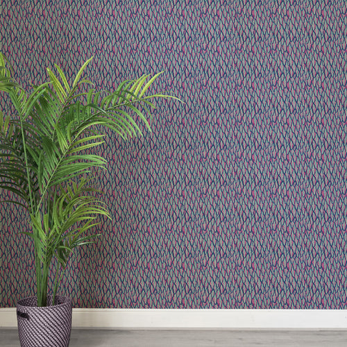Abstract Purple Wallpaper - Mulyo  1.4m Wide Width Wallpaper (By The Metre) Carnival Voyage Maison