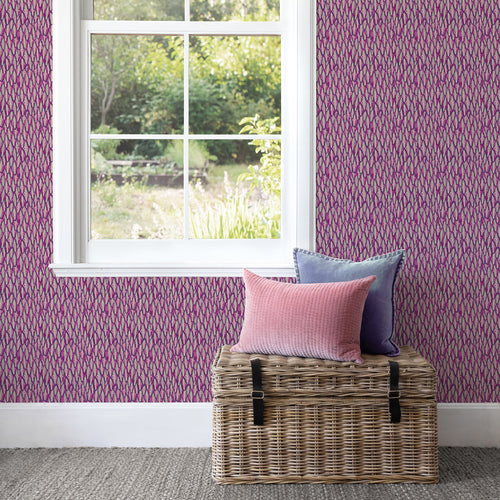 Abstract Pink Wallpaper - Mulyo  1.4m Wide Width Wallpaper (By The Metre) Lotus Voyage Maison