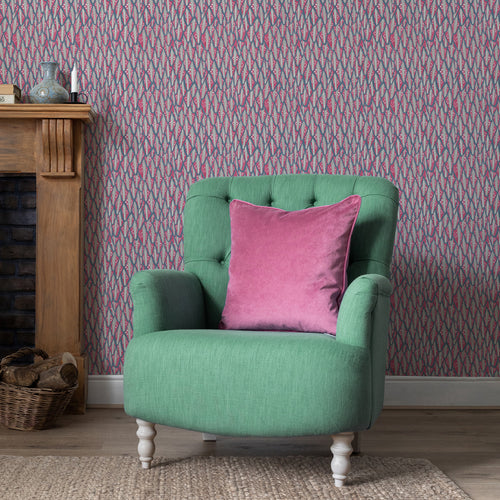 Abstract Pink Wallpaper - Mulyo  1.4m Wide Width Wallpaper (By The Metre) Pomegranate Voyage Maison