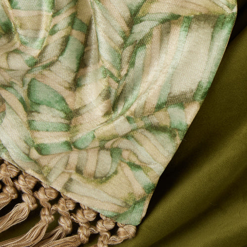 Jungle Green Throws - Musa Chenille Fringe Throw Kiwi Voyage Maison