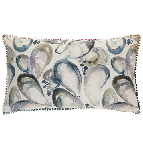 Voyage Maison Mussel Shells Printed Feather Cushion in Slate