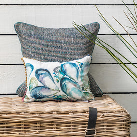 Voyage Maison Mussell Shells Small Printed Feather Cushion in Marine