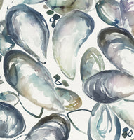  Samples - Mussel Shells Printed Fabric Sample Swatch Slate Voyage Maison