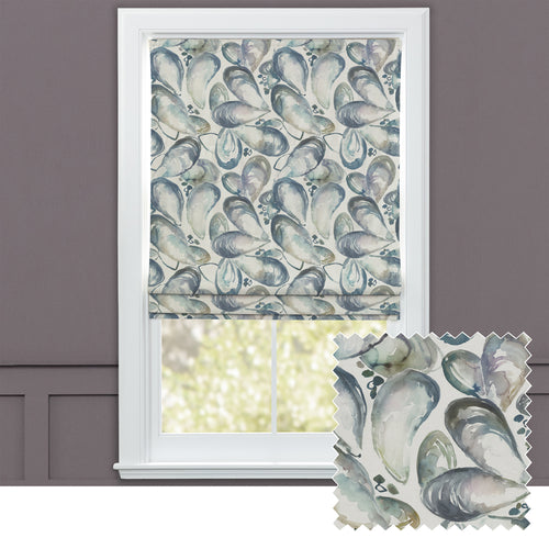 Abstract Grey M2M - Mussel Shells Printed Cotton Made to Measure Roman Blinds Slate Voyage Maison