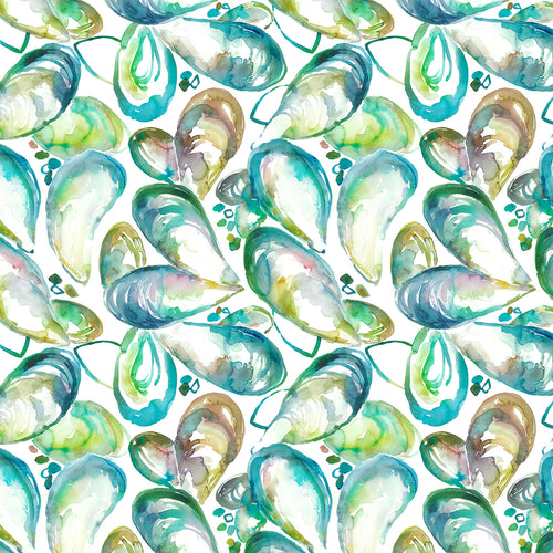 Abstract Green M2M - Mussel Shells Printed Made to Measure Curtains Kelpie Voyage Maison