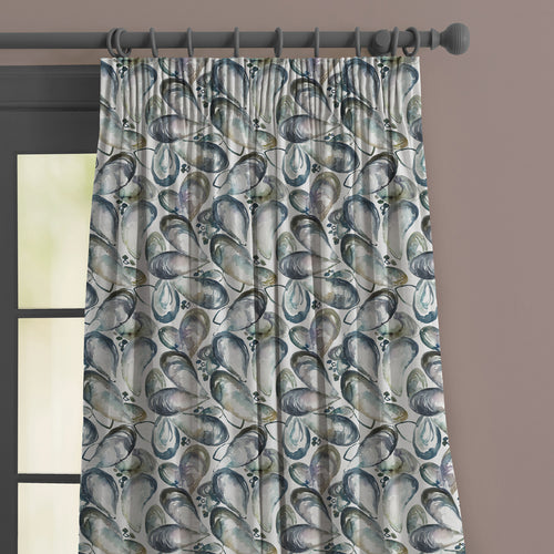 Abstract Grey M2M - Mussel Shells Printed Made to Measure Curtains Slate Voyage Maison