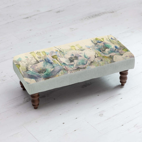 Floral Blue Furniture - Papavera Printed Mya Footstool Veronica Voyage Maison