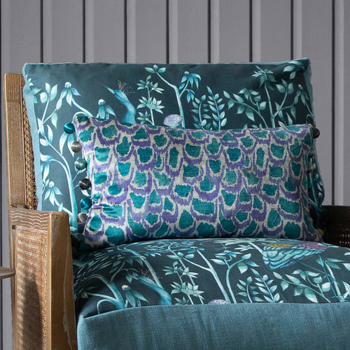 Abstract Green Cushions - Nada Printed Feather Filled Cushion Emerald Voyage Maison