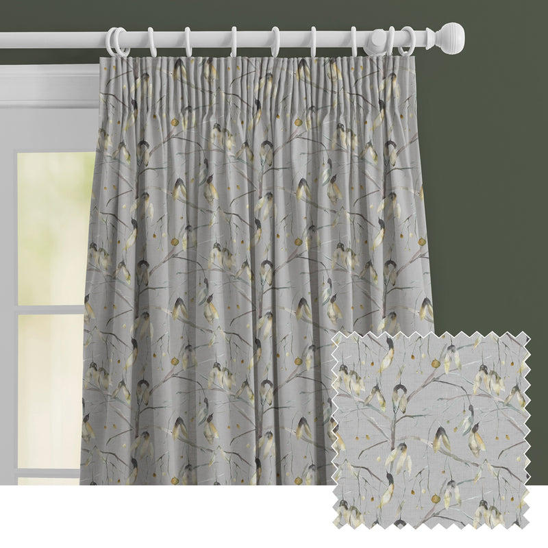 Floral Grey M2M - Nara Printed Made to Measure Curtains Emerald Voyage Maison