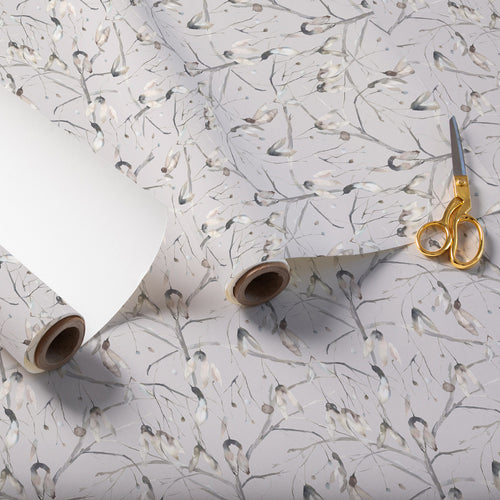 Floral Grey Wallpaper - Nara  1.4m Wide Width Wallpaper (By The Metre) Bamboo Voyage Maison