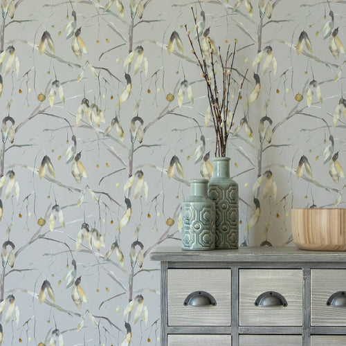 Floral Green Wallpaper - Nara  1.4m Wide Width Wallpaper (By The Metre) Emerald Voyage Maison