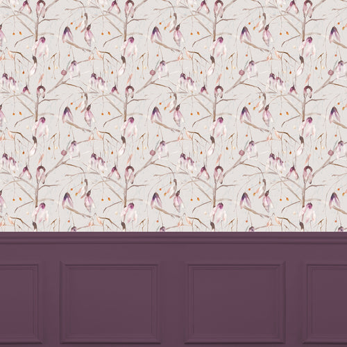 Floral Pink Wallpaper - Nara  1.4m Wide Width Wallpaper (By The Metre) Tourmaline Voyage Maison