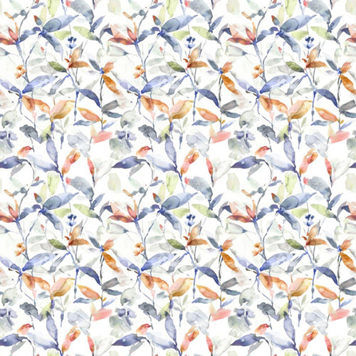 Floral Blue Fabric - Naura Printed Cotton Fabric (By The Metre) Clementine Natural Voyage Maison