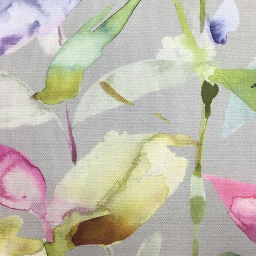 Floral Grey Fabric - Naura Printed Cotton Fabric (By The Metre) Watermelon Voyage Maison