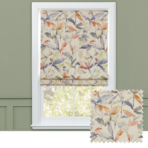 Floral Blue M2M - Naura Printed Cotton Made to Measure Roman Blinds Clementine Natural Voyage Maison
