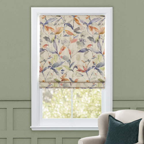 Floral Blue M2M - Naura Printed Cotton Made to Measure Roman Blinds Clementine Natural Voyage Maison