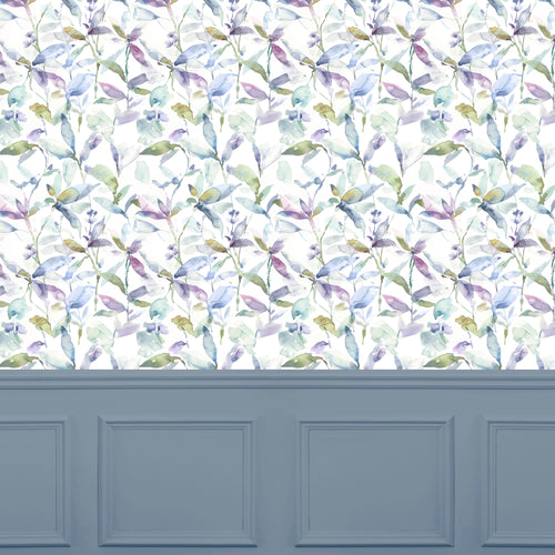 Floral Blue Wallpaper - Naura  1.4m Wide Width Wallpaper (By The Metre) Pacific Voyage Maison