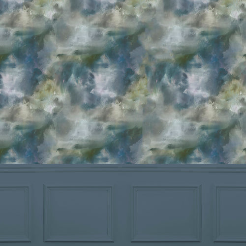 Abstract Green Wallpaper - Nebula  1.4m Wide Width Wallpaper (By The Metre) Emerald Voyage Maison