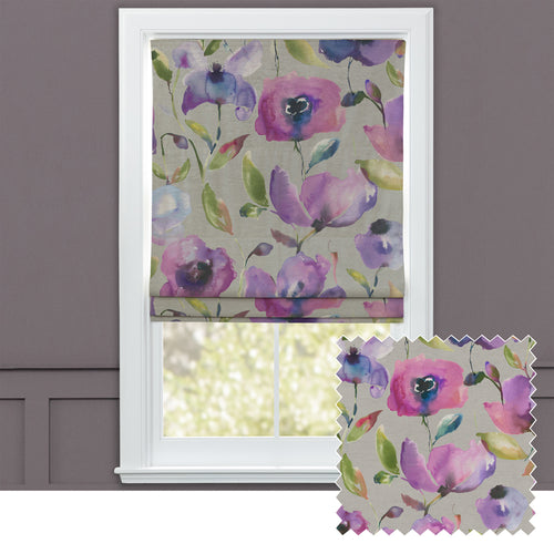 Floral Grey M2M - Nerissa Printed Velvet Made to Measure Roman Blinds Orchid Voyage Maison