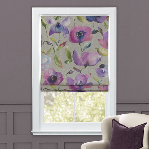 Floral Grey M2M - Nerissa Printed Velvet Made to Measure Roman Blinds Orchid Voyage Maison