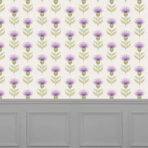 Floral Purple Wallpaper - Nessy   1.4m Wide Width Wallpaper (By The Metre) Small Damson Voyage Maison