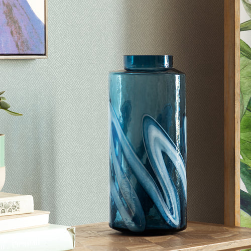  Blue Glassware - Neva Hand-Blown Vase Steel Voyage Maison