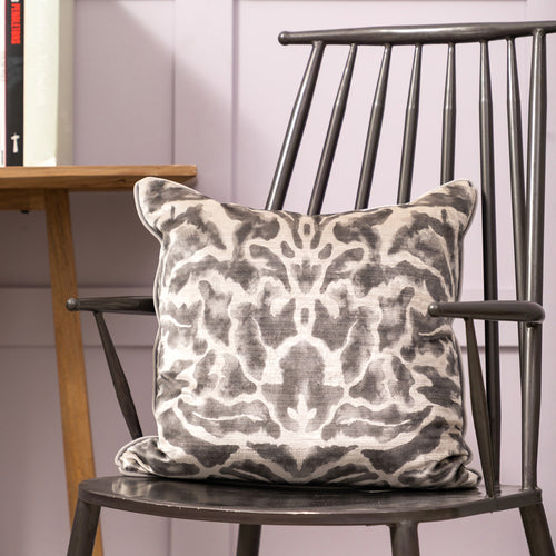 Voyage Maison Nikko Printed Feather Cushion in Charcoal