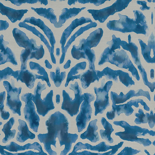 Abstract Blue Fabric - Nikko Printed Velvet Fabric (By The Metre) Cobalt Voyage Maison
