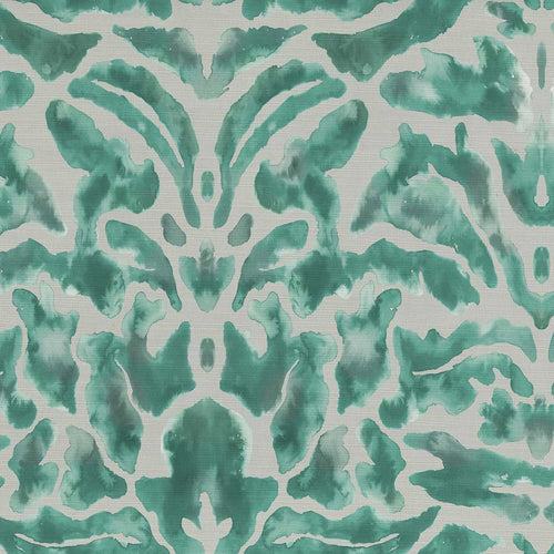 Abstract Green Fabric - Nikko Printed Velvet Fabric (By The Metre) Emerald Voyage Maison