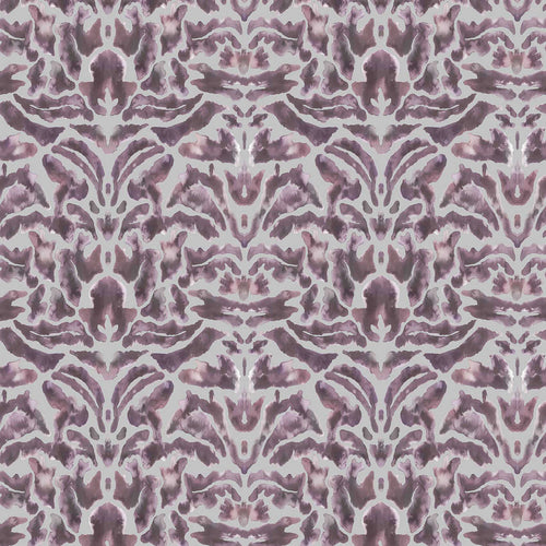 Abstract Purple Fabric - Nikko Printed Velvet Fabric (By The Metre) Tourmaline Voyage Maison