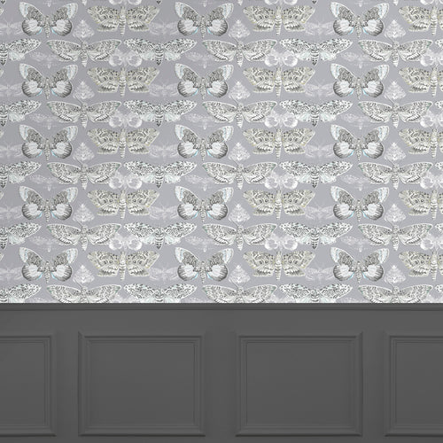 Animal Grey Wallpaper - Nocturnal  1.4m Wide Width Wallpaper (By The Metre) Charcoal Voyage Maison