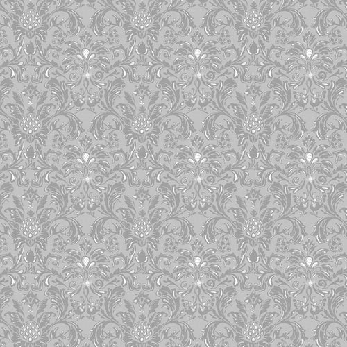 Abstract Grey Fabric - Normandy Printed Cotton Fabric (By The Metre) Truffle Voyage Maison