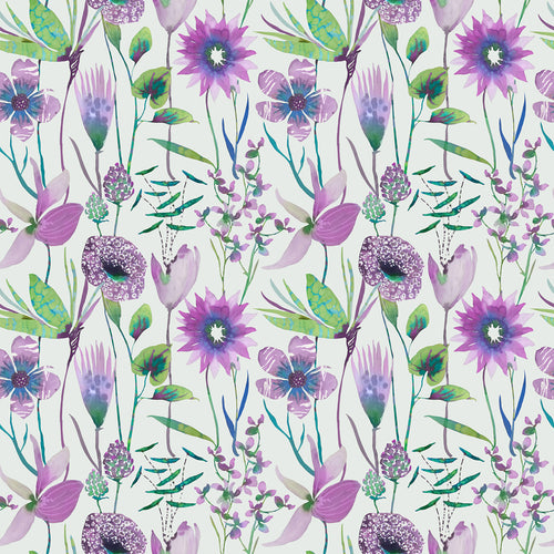 Floral Purple Fabric - Oceania Printed Cotton Fabric (By The Metre) Aster Voyage Maison
