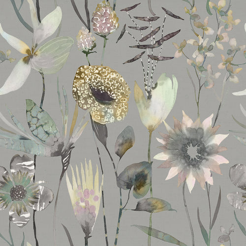 Floral Grey Fabric - Oceania Printed Cotton Fabric (By The Metre) Dawn Voyage Maison
