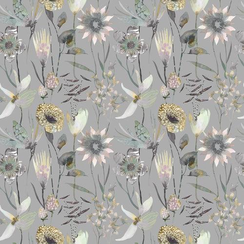 Floral Grey Fabric - Oceania Printed Cotton Fabric (By The Metre) Dawn Voyage Maison