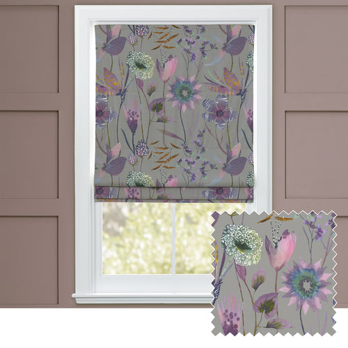 Floral Grey M2M - Oceania Printed Cotton Made to Measure Roman Blinds Dahlia Voyage Maison