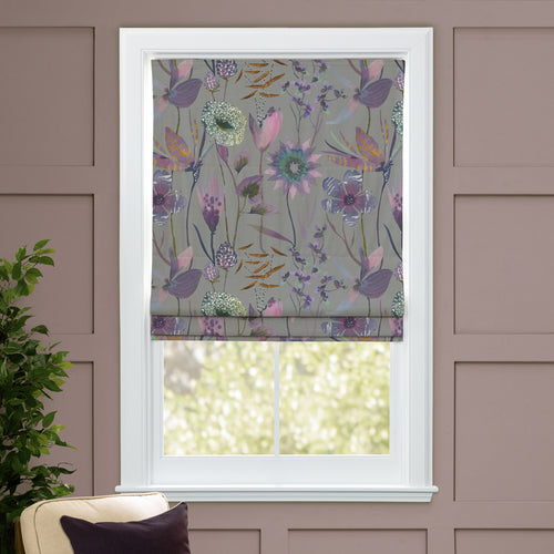 Floral Grey M2M - Oceania Printed Cotton Made to Measure Roman Blinds Dahlia Voyage Maison
