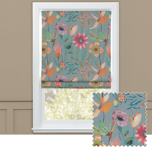 Floral Blue M2M - Oceania Printed Cotton Made to Measure Roman Blinds Robins Egg Voyage Maison
