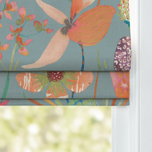 Floral Blue M2M - Oceania Printed Cotton Made to Measure Roman Blinds Robins Egg Voyage Maison