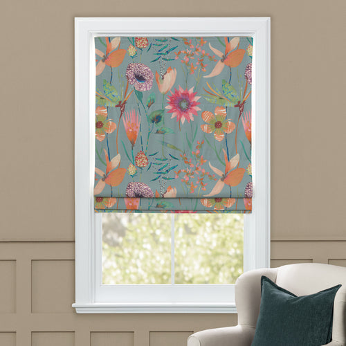 Floral Blue M2M - Oceania Printed Cotton Made to Measure Roman Blinds Robins Egg Voyage Maison