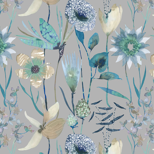 Floral Blue M2M - Oceania Printed Cotton Made to Measure Roman Blinds Mineral Voyage Maison