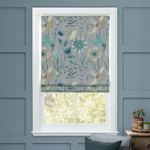 Floral Blue M2M - Oceania Printed Cotton Made to Measure Roman Blinds Mineral Voyage Maison