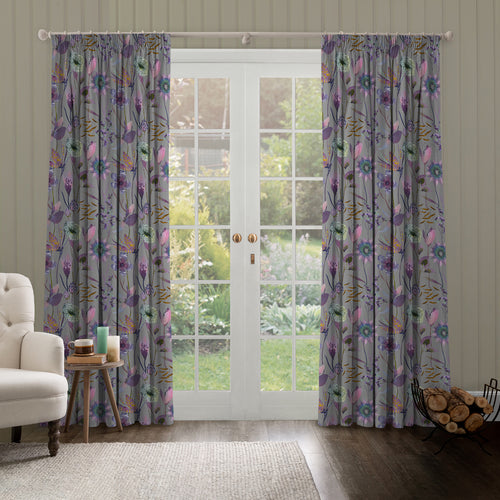 Floral Grey M2M - Oceania Printed Made to Measure Curtains Dahlia Voyage Maison