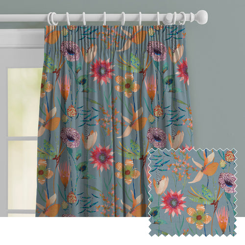 Floral Blue M2M - Oceania Printed Made to Measure Curtains Duck Egg Voyage Maison