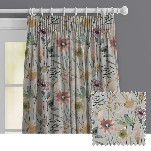 Floral Beige M2M - Oceania Linen Printed Made to Measure Curtains Sandstone Voyage Maison