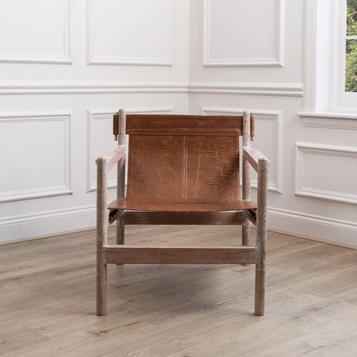 Plain Brown Furniture - Odisha Leather  Chair Buffalo Leather Voyage Maison