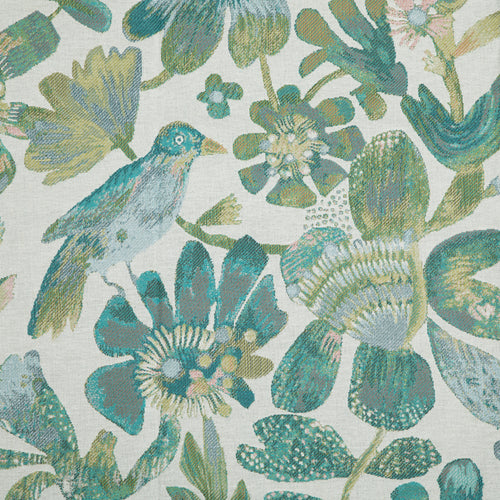 Floral Blue Fabric - Olana Printed Cotton Fabric (By The Metre) Aqua Voyage Maison