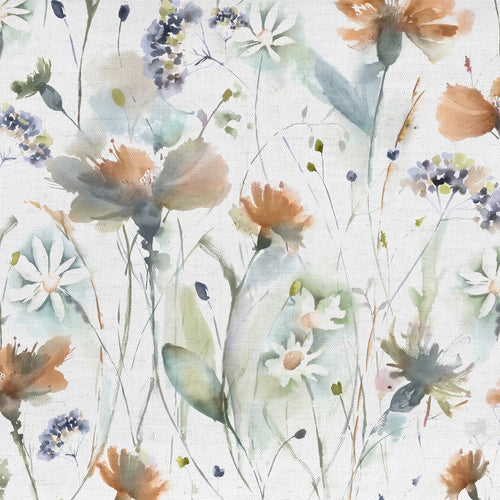 Floral White Fabric - Olearia Printed Cotton Fabric (By The Metre) Cloud Voyage Maison