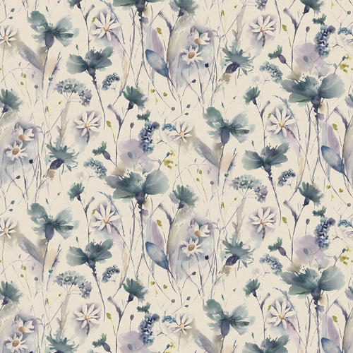 Floral Cream Fabric - Olearia Linen Printed Cotton Fabric (By The Metre) Crocus Voyage Maison
