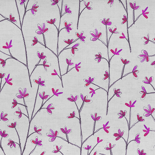  Samples - Ophelia Fine Lawn Printed Fabric Sample Swatch Fuchsia Voyage Maison